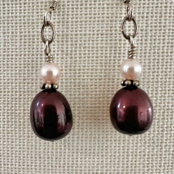 Sterling silver authentic pearl drop earrings - Picture 1 of 10